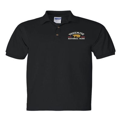 ALLNTRENDS Yosemite National Park Men's Polo T Shirt Embroidered U.S. National Park Service Shirt (XL, Black)