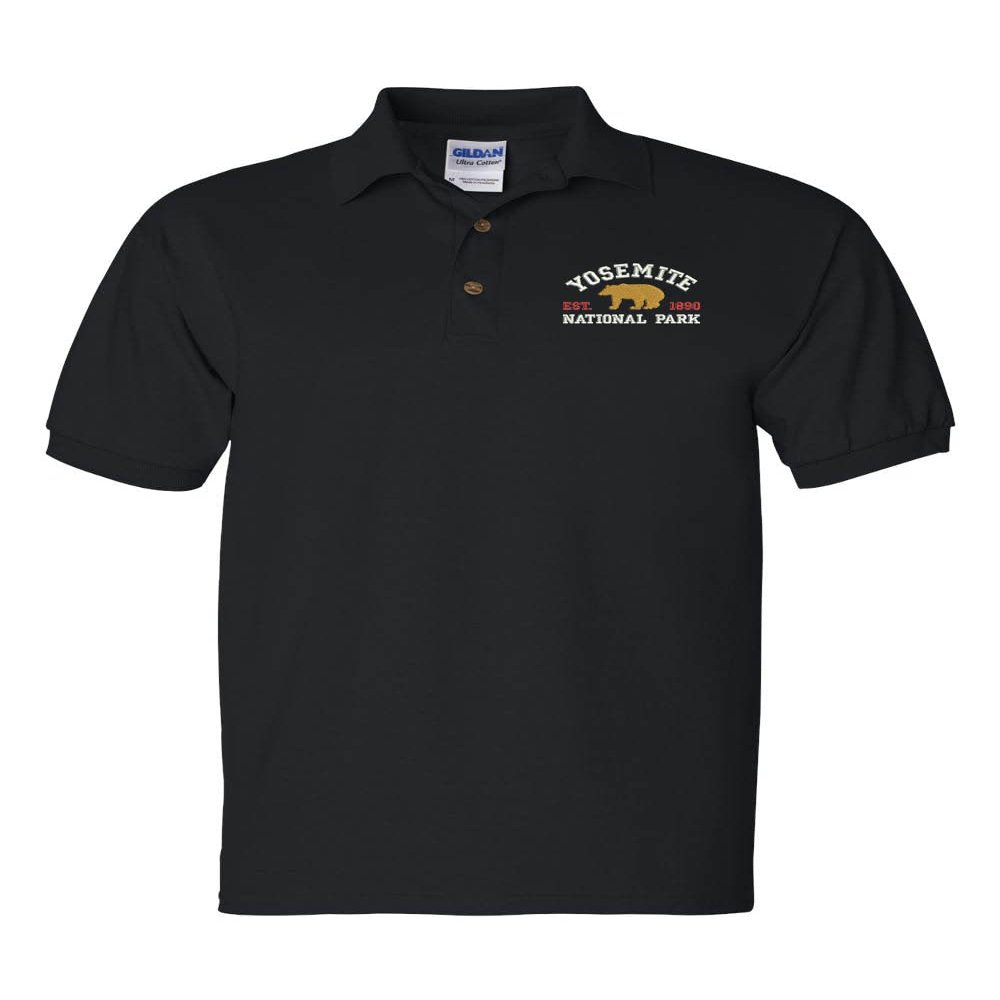 ALLNTRENDS Yosemite National Park Men's Polo T Shirt Embroidered U.S. National Park Service Shirt (XL, Black)