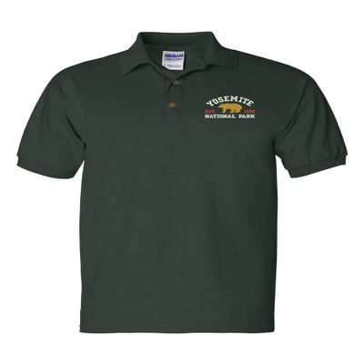 ALLNTRENDS Yosemite National Park Men's Polo T Shirt Embroidered U.S. National Park Service Shirt (3XL, Forest Green)
