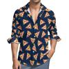 Pizza Slice Food Men's Shirt Long-Sleeve Button Hawaiian Shirt Tops for Casual Beach Work S view 1