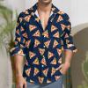 Pizza Slice Food Men's Shirt Long-Sleeve Button Hawaiian Shirt Tops for Casual Beach Work S view 2