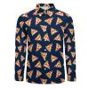 Pizza Slice Food Men's Shirt Long-Sleeve Button Hawaiian Shirt Tops for Casual Beach Work S view 3