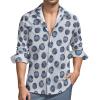 Blueberry Men's Shirt Long-Sleeve Button Hawaiian Shirt Tops for Casual Beach Work XL view 1