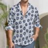 Blueberry Men's Shirt Long-Sleeve Button Hawaiian Shirt Tops for Casual Beach Work 6XL view 2