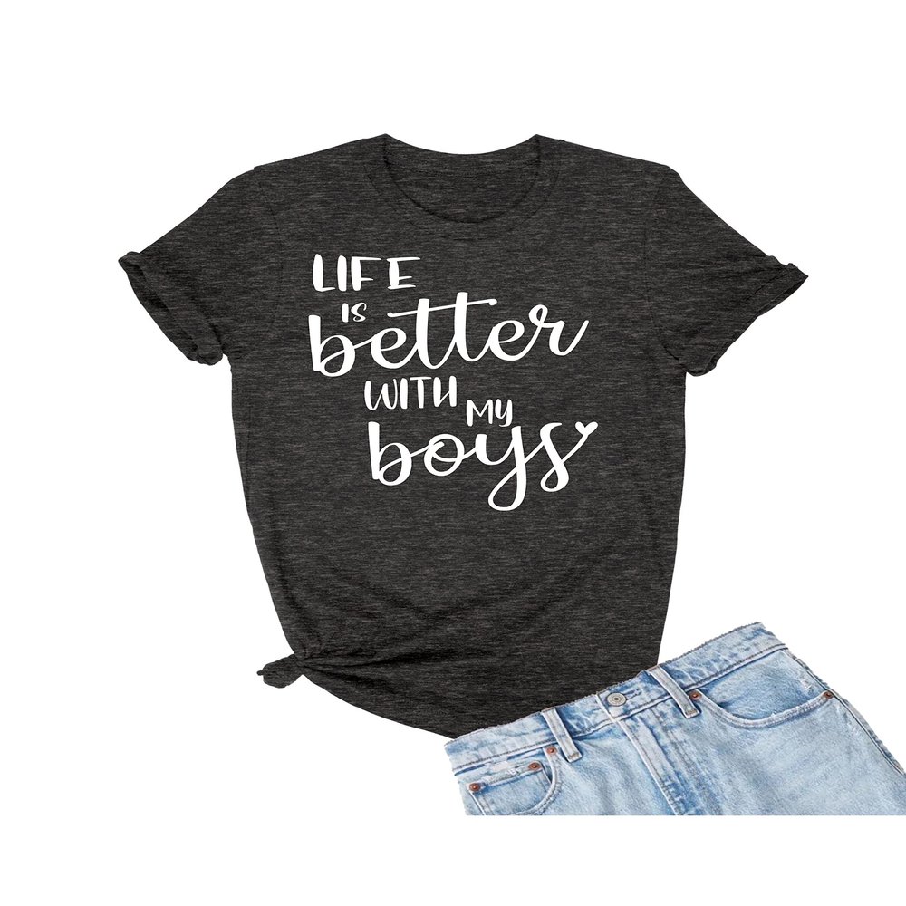 3X-Large Heather Black Mens Life is Better with My Boys Mother Gift Idea for Mom T-Shirt