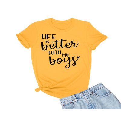 4X-Large Gold Mens Life is Better with My Boys Mother Gift Idea for Mom T-Shirt