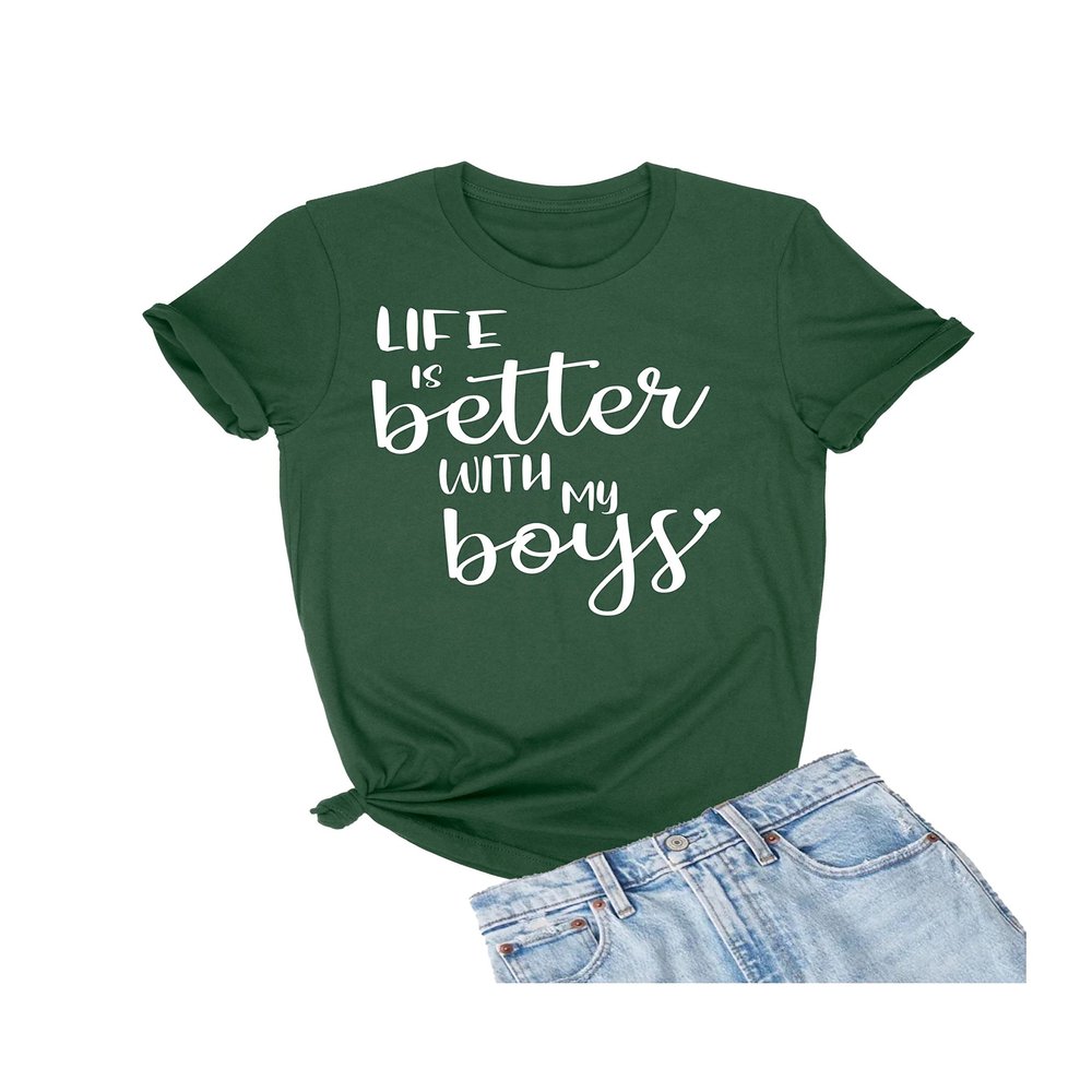 3X-Large Forest Green Mens Life is Better with My Boys Mother Gift Idea for Mom T-Shirt