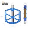 MZYRH Mountain Bike Pedals,Bicycle Pedals with Reflectors,Lightweight Aluminum Alloy MTB Pedals 3 Sealed Bearings Bicycle Platform Pedals 9/16" BMX Road Bike Pedal view 2
