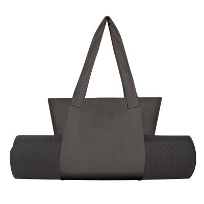 Muka Yoga Mat Bag carrier Grey Canvas Tote Bag, Shoulder Gym Bag with Yoga Mat Holder for Workout Pilates Travel Beach