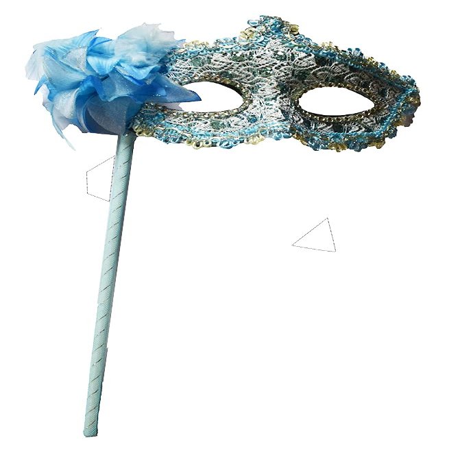 AZYOUNG Women's Masquerade Masks Side Feather Flower Petal Hand Held Lace Mask with Stick (Light Blue)