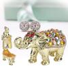Beufee Hollow Gold Elephant Jewelry Storage Box, 2Pcs Rhinestone Bejeweled Elephant Jewelry Box Animal Figurine Jewelry Trinket Holder Box for Women Girls view 3