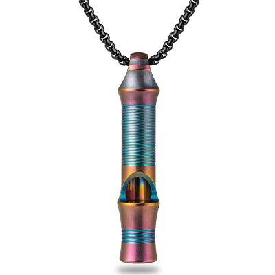TISUR Titanium Emergency Whistle,EDC Safety Whistles Necklace Loud up to 120db,Survival Whistles for Survival,Hiking,Camping,Pets Training (Purple(1-Pack))