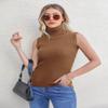Totatuit Turtleneck Sleeveless Tops for Women Knit Stretch Basic Cinch Waist Tunic Tops Gray view 2