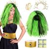 Nosiny 5 Pcs Halloween Medusa Costume for Women, Medusa Snake Headband Green Curl Wig Metal Armband Belt Tattoo Sticker for Adult Halloween Cosplay Party Dress up Supplies view 1