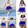 Avidlove Womens Pleated Skirt School Uniform Skirt Mini Skirt Pleated Cheer Skirt Cosplay Royal Blue view 3