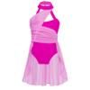 Fldy Kids Girls Lyrical Dance Costumes Modern Jazz Dancewear Sleeveless Mesh Dress Ballet Dance Outfits Rose 12 Years view 1