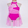 Fldy Kids Girls Lyrical Dance Costumes Modern Jazz Dancewear Sleeveless Mesh Dress Ballet Dance Outfits Rose 12 Years view 3