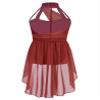 Fldy Kids Girls Lyrical Dance Costumes Modern Jazz Dancewear Sleeveless Mesh Dress Ballet Dance Outfits Burgundy 8 Years view 2