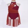 Fldy Kids Girls Lyrical Dance Costumes Modern Jazz Dancewear Sleeveless Mesh Dress Ballet Dance Outfits Burgundy 8 Years view 3