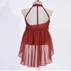 Fldy Kids Girls Lyrical Dance Costumes Modern Jazz Dancewear Sleeveless Mesh Dress Ballet Dance Outfits Burgundy 8 Years view 4