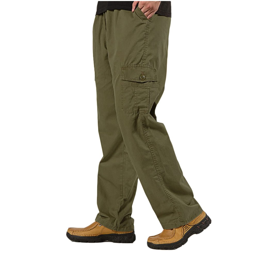 WZIKAI Mens Cargo Pants Elastic Waist Joggers for Men Workout Sweatpants Casual Long Trousers Army Green XL