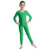 dPois Girls Gymnastics Ballet Dance Unitard Solid Color Stretch Leotard Long Sleeve Full Bodysuit Jumpsuit Green 13-14 Years view 2