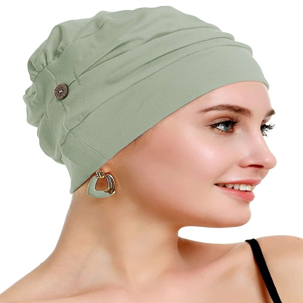 osvyo Cotton Chemo Turbans for Women Cancer Hairloss hat - Cotton Lightweight Headwear Sealed Packaging Light Olive DRAB