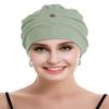 osvyo Cotton Chemo Turbans for Women Cancer Hairloss hat - Cotton Lightweight Headwear Sealed Packaging Light Olive DRAB view 3