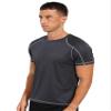 Hansber Men's Quick Dry Short Sleeve Shirt Sun Protection Rash Guard Swim Tee Athletic Running Fishing Shirts Dark Grey Large view 4