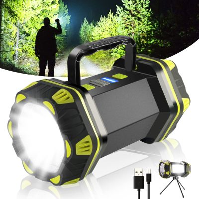 PSDRIQQ LED Camping Lantern Flashlight Spotlight Rechargeable Portable Super Bright Outdoor Emergency Light Searchlight Lamp Waterproof for Hiking Fishing Working Power Outages Hurricane