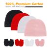 UTTPLL Baby Hats Mittens Set Unisex Newborn Beanie Cap No Scratch Cotton Gloves Toddler Boy Girl Hospital Hat 0-6 Months Black One Size view 2