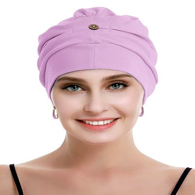 osvyo Cotton Chemo Turbans for Women Cancer Hairloss hat - Cotton Lightweight Headwear Sealed Packaging Light Purple