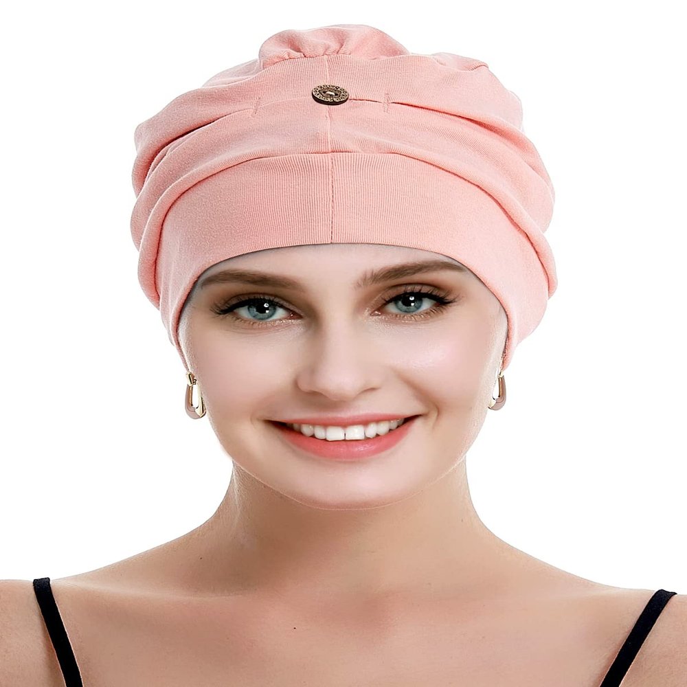 osvyo Cotton Chemo Turbans for Women Cancer Hairloss hat - Cotton Lightweight Headwear Sealed Packaging HOT Pink
