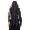 Acenail Black Veil Short Lace Womens Wedding Veil Fingertip Length Bride Veils Costume Veils for Halloween Cosplay Bachelorette Party view 1
