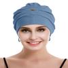 osvyo Cotton Chemo Turbans for Women Cancer Hairloss hat - Cotton Lightweight Headwear Sealed Packaging Cerulean Blue view 1