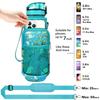 32 oz Water Bottles with Straw & Strap, Motivational Water Bottles with Times to Drink, BPA Free Reusable Sports Water Bottle with Sleeve Carrier for Hiking, Travel, Running or Fitness (Mars Green) view 3