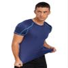 Hansber Men's Quick Dry Short Sleeve Shirt Sun Protection Rash Guard Swim Tee Athletic Running Fishing Shirts DarkBlue Large view 3