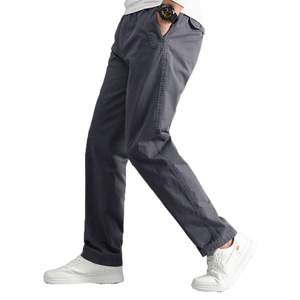 AIFARLD Mens Cargo Pants Elastic Waist Pants Sport Jogger Long Trousers for Hiking Fishing Running Workout Grey