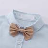 Newborn Infant Baby Boys Summer Gentleman Suspenders Shorts Bowtie Shirt Outfit Set Blue Khaki 18-24M view 2