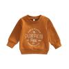 MoZiKQin Toddler Baby Halloween Outfit Girl Boy Crewneck Sweatshirt Long Sleeve Letter Pullover Sweater Cute Fall Clothes (Pumpkin Patch Brown,2-3T) view 1