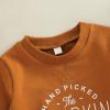 MoZiKQin Toddler Baby Halloween Outfit Girl Boy Crewneck Sweatshirt Long Sleeve Letter Pullover Sweater Cute Fall Clothes (Pumpkin Patch Brown,2-3T) view 4