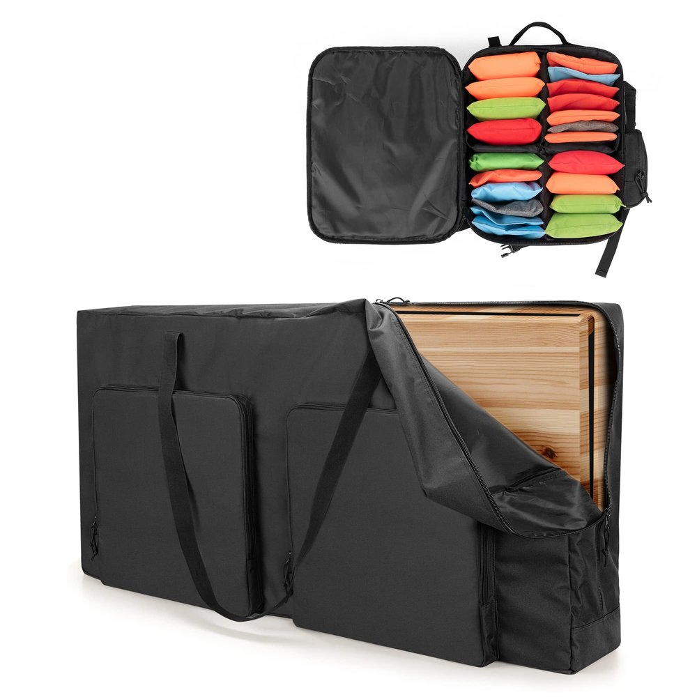 DSLEAF Cornhole Carrying Case Fits 4' x 2' Regulation Size & Cornhole Backpack Holds 16-24 Cornhole Bags