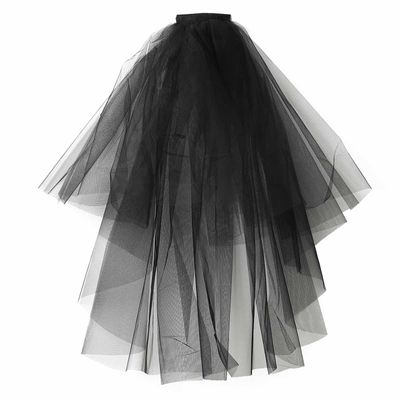 Acenail Womens 2 Tier Wedding Veil, Short Tulle Veil with Comb, Black Veil for Brides, Bridal Headpieces for Wedding, Halloween, Cosplay, Bachelorette Party