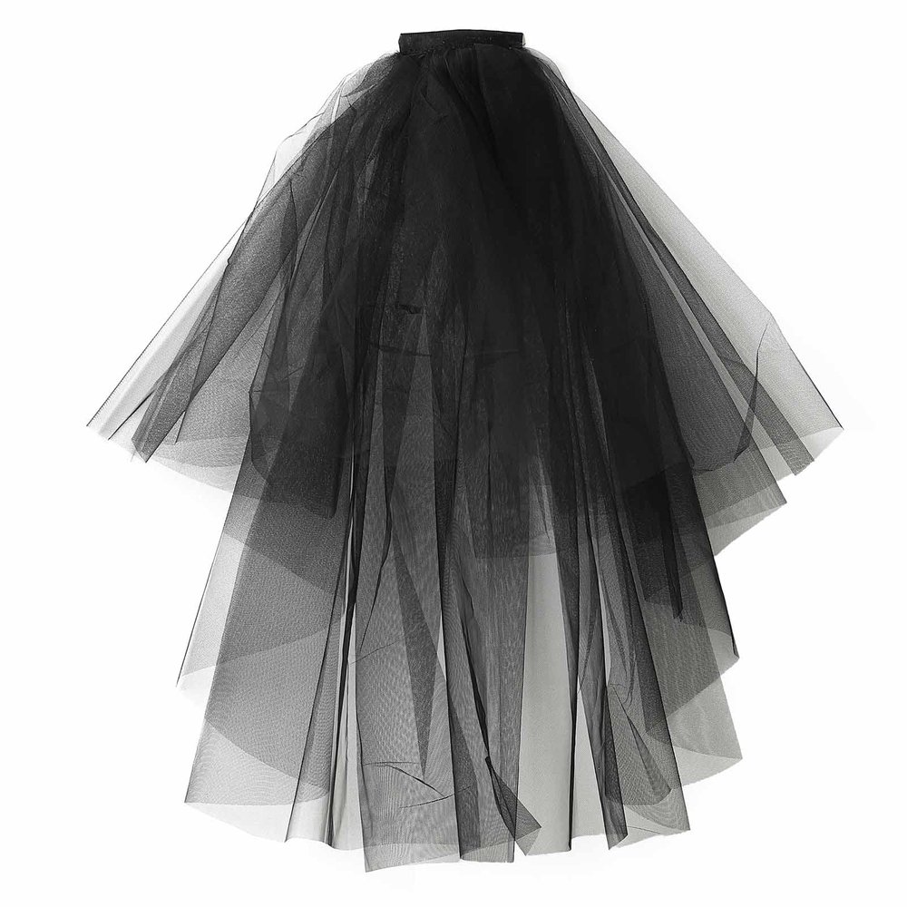 Acenail Womens 2 Tier Wedding Veil, Short Tulle Veil with Comb, Black Veil for Brides, Bridal Headpieces for Wedding, Halloween, Cosplay, Bachelorette Party