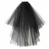 Acenail Womens 2 Tier Wedding Veil, Short Tulle Veil with Comb, Black Veil for Brides, Bridal Headpieces for Wedding, Halloween, Cosplay, Bachelorette Party view 1
