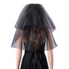 Acenail Womens 2 Tier Wedding Veil, Short Tulle Veil with Comb, Black Veil for Brides, Bridal Headpieces for Wedding, Halloween, Cosplay, Bachelorette Party view 2