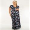 Mother Bee Maternity Short Sleeve Ruched Waist Faux Wrap Maxi Dress view 2