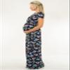 Mother Bee Maternity Short Sleeve Ruched Waist Faux Wrap Maxi Dress view 3