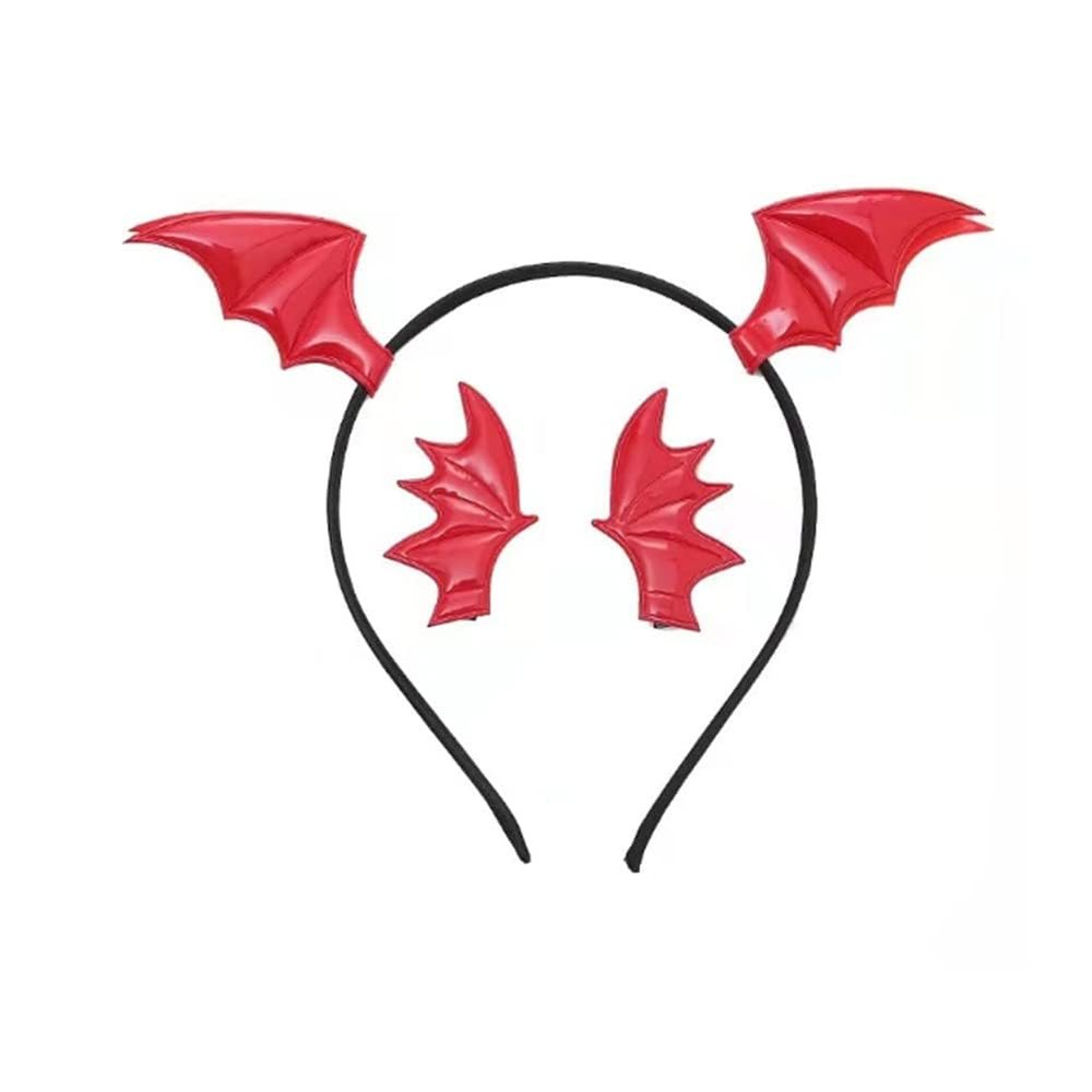 yaozeio Bat Ears Headband Hair Clip for Dress Up Costumes - Bat Barrette Headpiece, Wings Accessories for Girls and Women