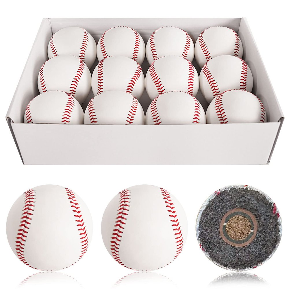 Baisidiwei Baseballs 12 Pack Sports Practice Baseballs 9 Inch Official Size and Weight Baseball Unmarked Autograph Baseball Training Ball for Games, Soft Toss, Batting, Fielding, Hitting, Pitching
